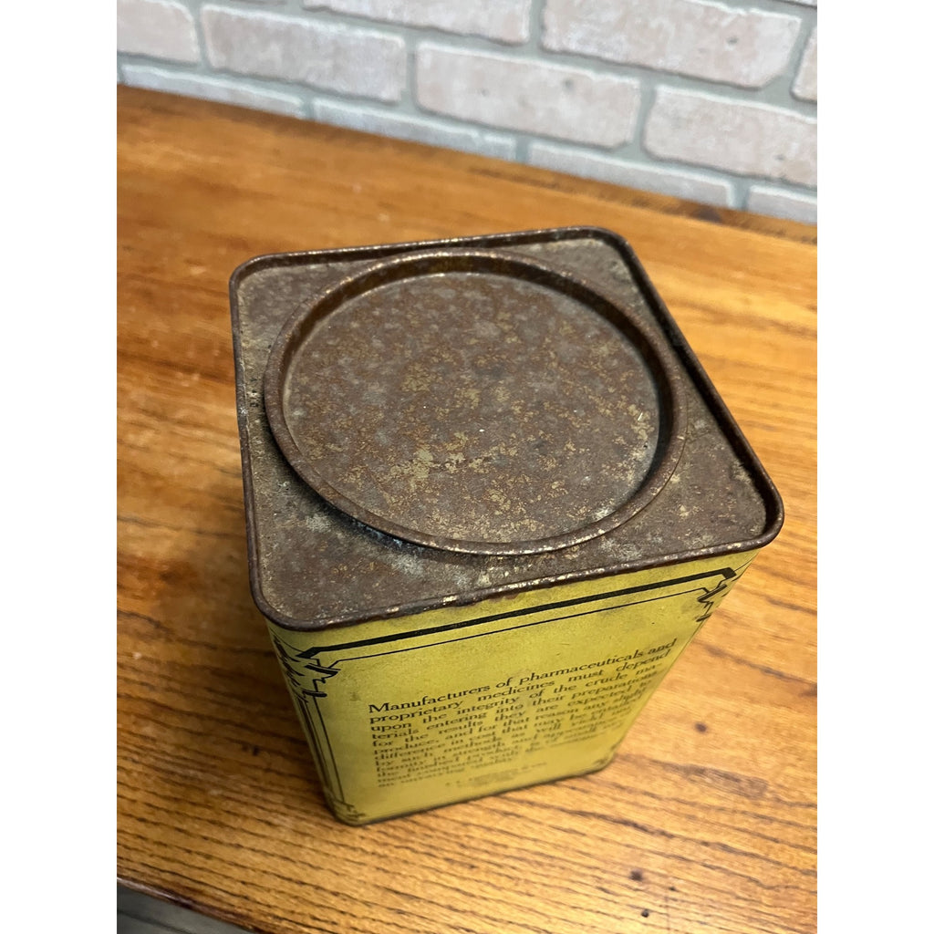 Vintage J.L Hopkins Co. Crude Drugs New York Yellow Pharmacy Container Can Tin