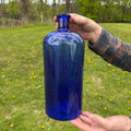 Large 12" Antique Deep Cobalt  Blue Ink Apothecary Medicine Hospital Bottle