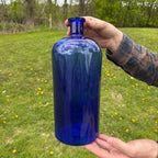 Large 12" Antique Deep Cobalt  Blue Ink Apothecary Medicine Hospital Bottle
