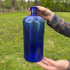 Large 12" Antique Deep Cobalt  Blue Ink Apothecary Medicine Hospital Bottle