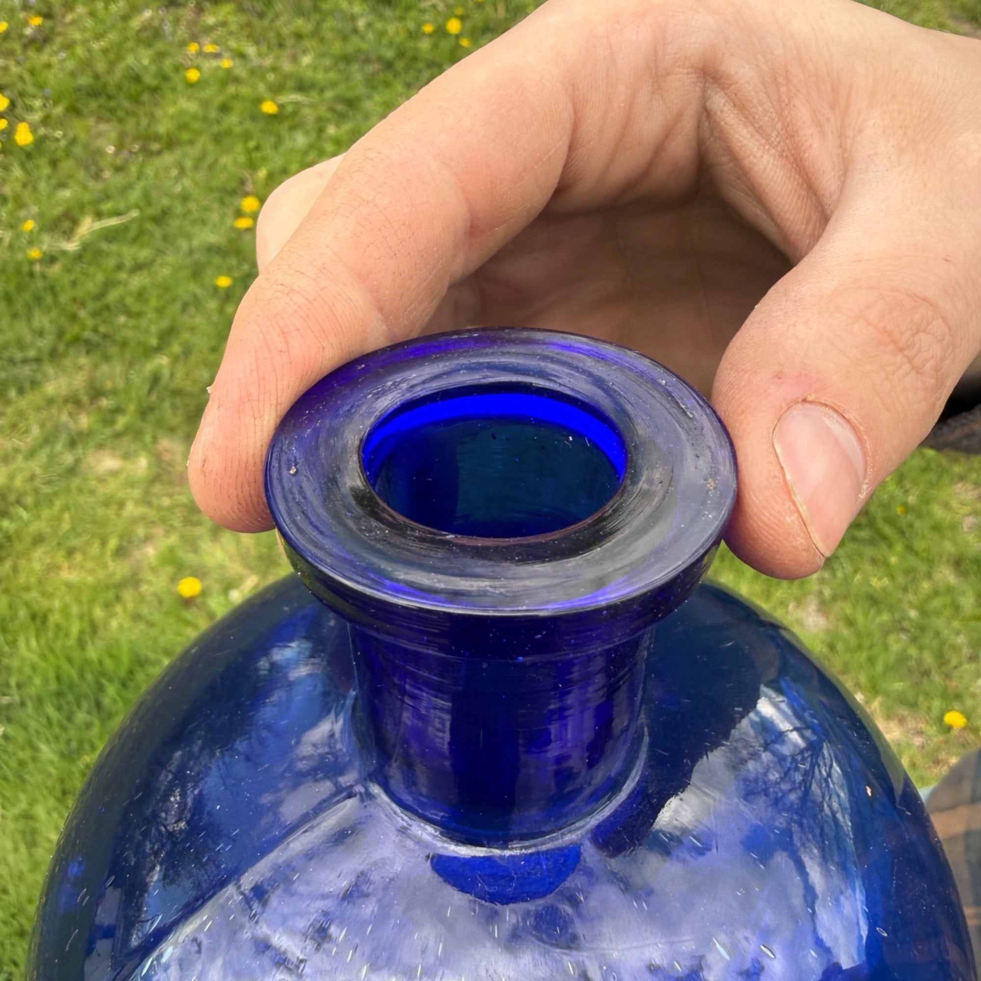 Large 12" Antique Deep Cobalt  Blue Ink Apothecary Medicine Hospital Bottle
