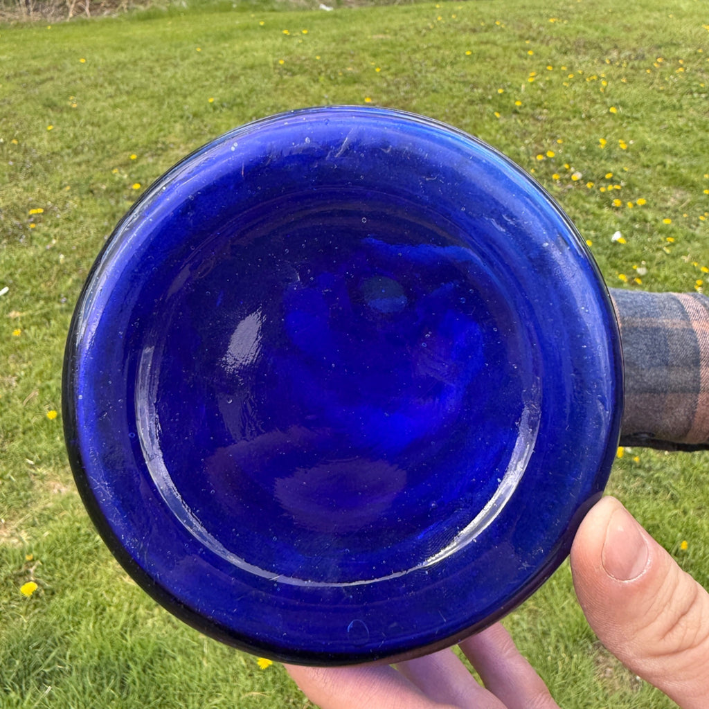Large 12" Antique Deep Cobalt  Blue Ink Apothecary Medicine Hospital Bottle