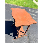 Vintage Plant Stand or  Accent Table with Spindle Legs Brown Painted