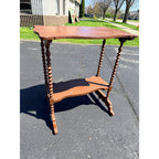 Vintage Plant Stand or  Accent Table with Spindle Legs Brown Painted