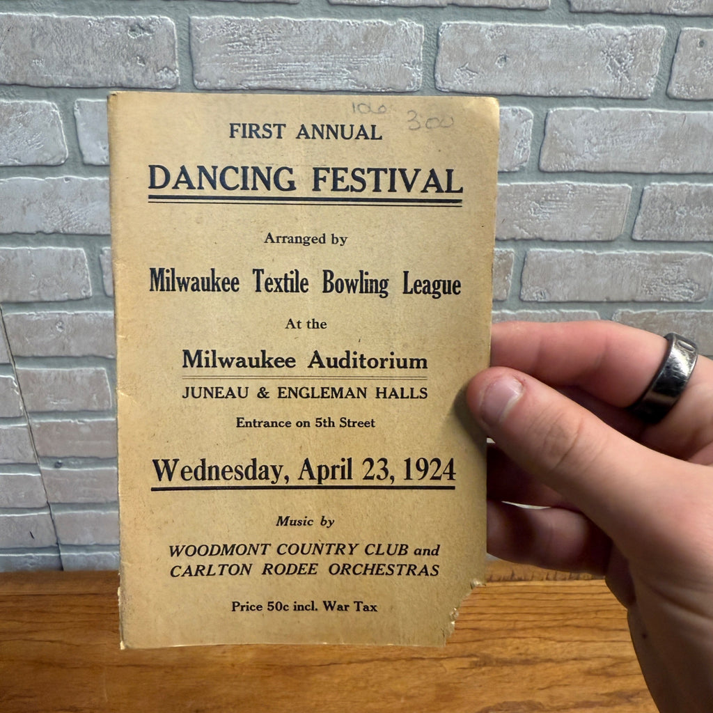 Milwaukee Wis Dance Invitation Card Juneau Hall Advertising Bowling 1924