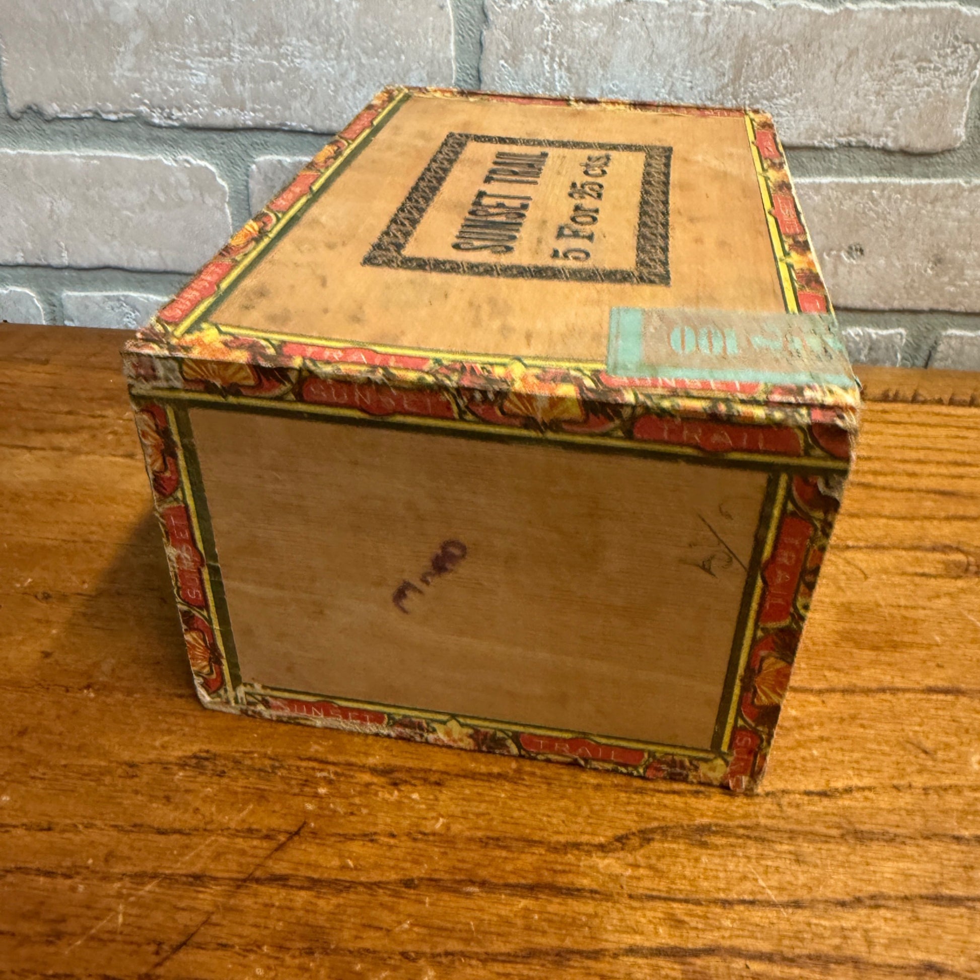 Vintage Sunset Trail Cigar Wooden Box Wooden Advertising Display Tobacco