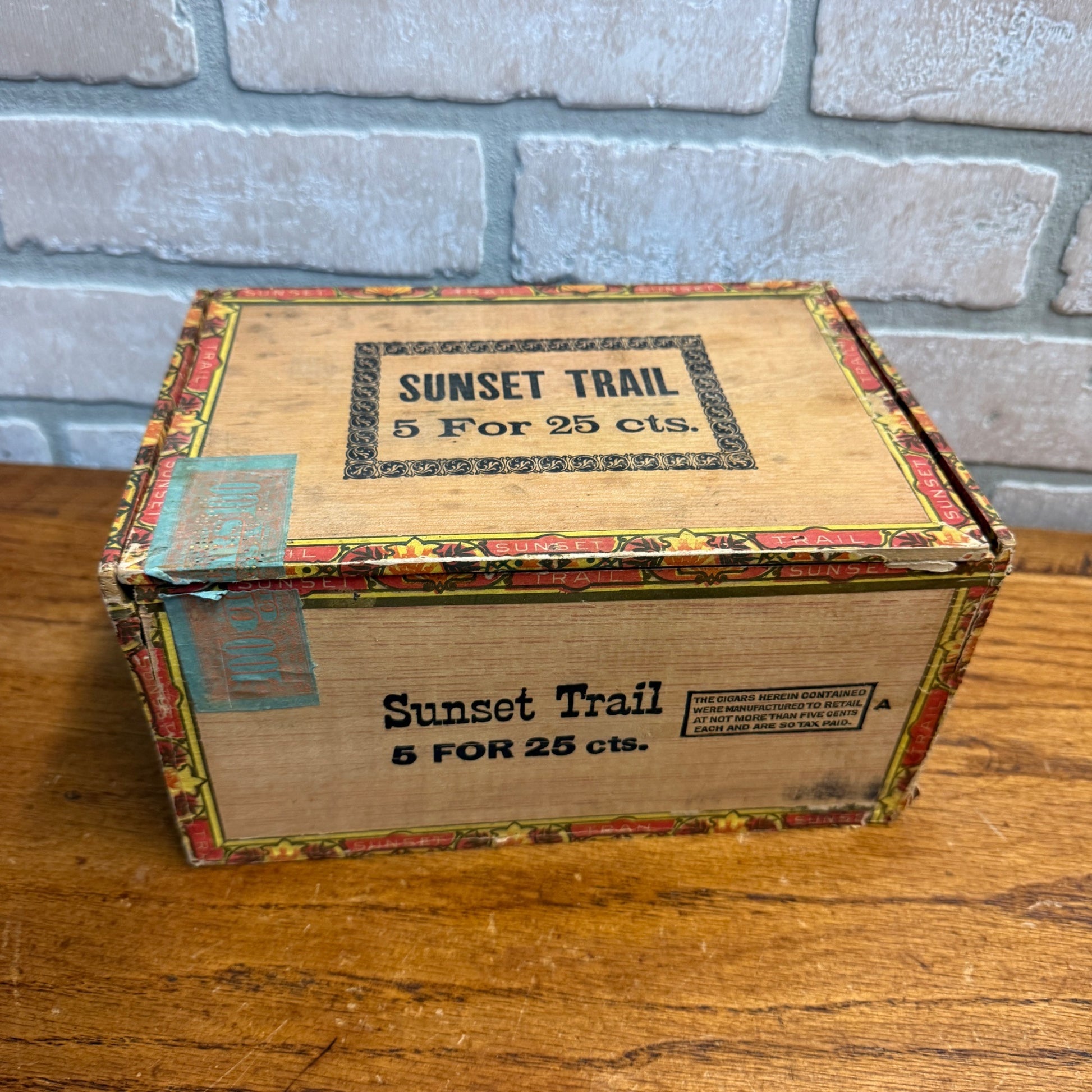Vintage Sunset Trail Cigar Wooden Box Wooden Advertising Display Tobacco