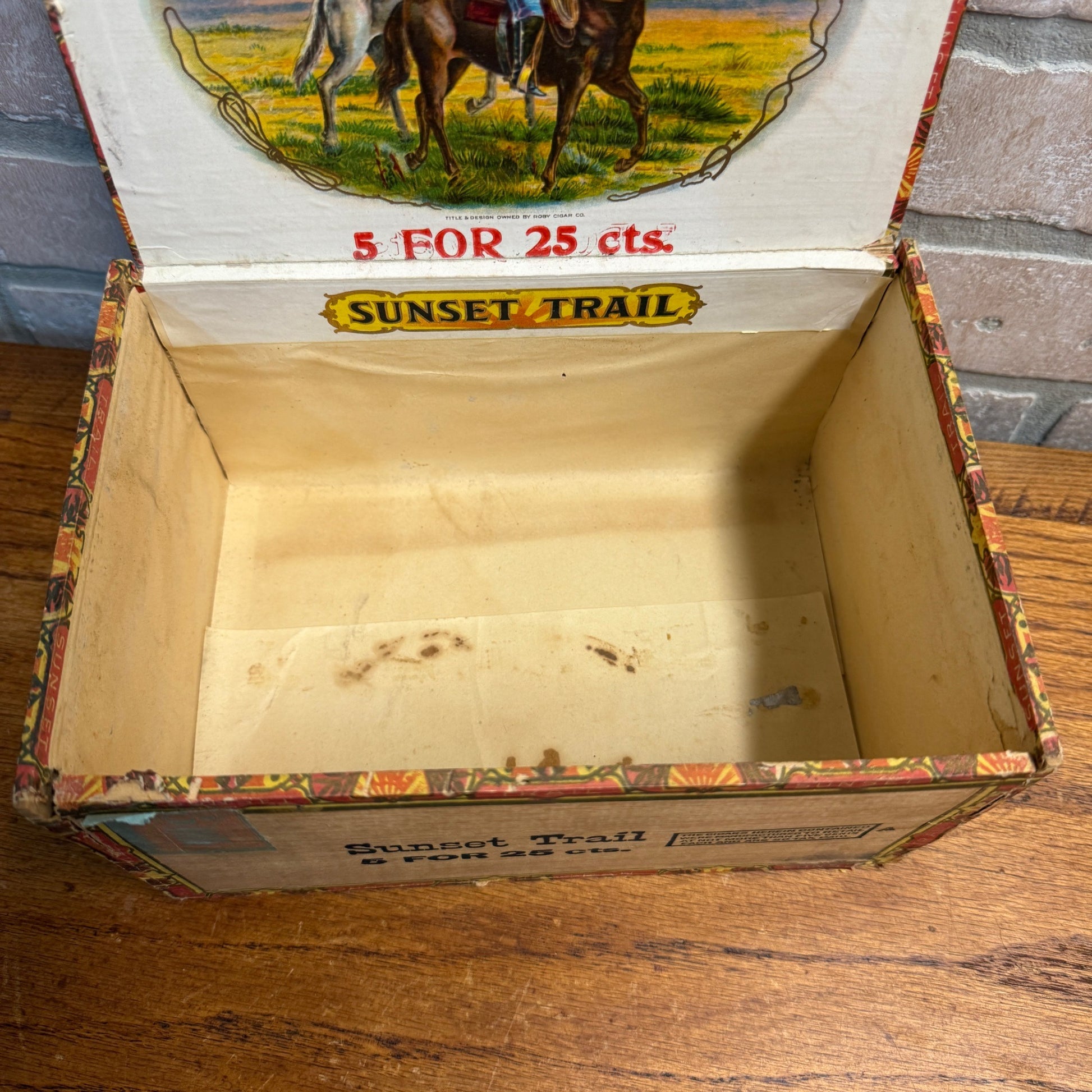 Vintage Sunset Trail Cigar Wooden Box Wooden Advertising Display Tobacco