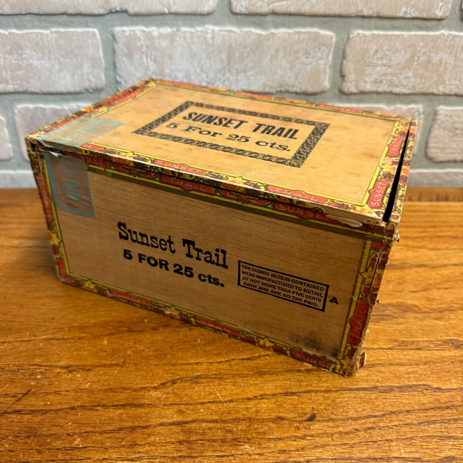 Vintage Sunset Trail Cigar Wooden Box Wooden Advertising Display Tobacco