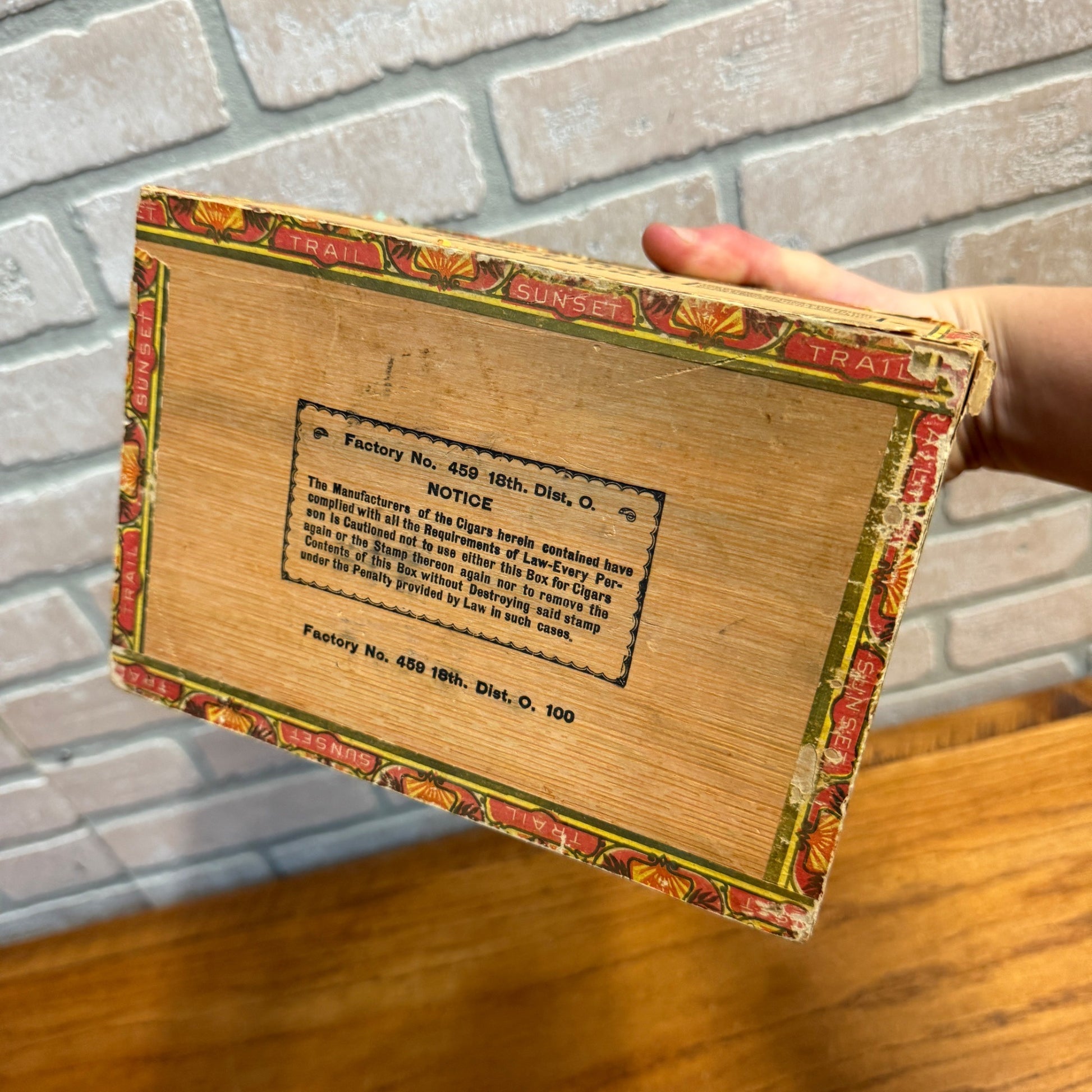 Vintage Sunset Trail Cigar Wooden Box Wooden Advertising Display Tobacco