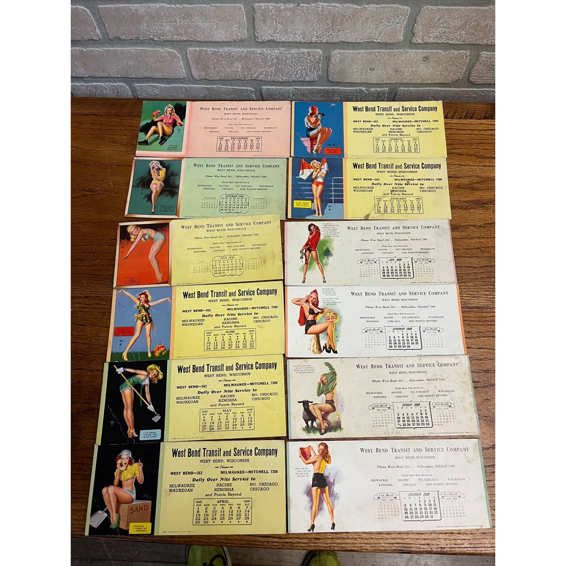 Vintage Earl Moran Pinup Girls Adv. Ink Blotters West Bend Transist Company WI