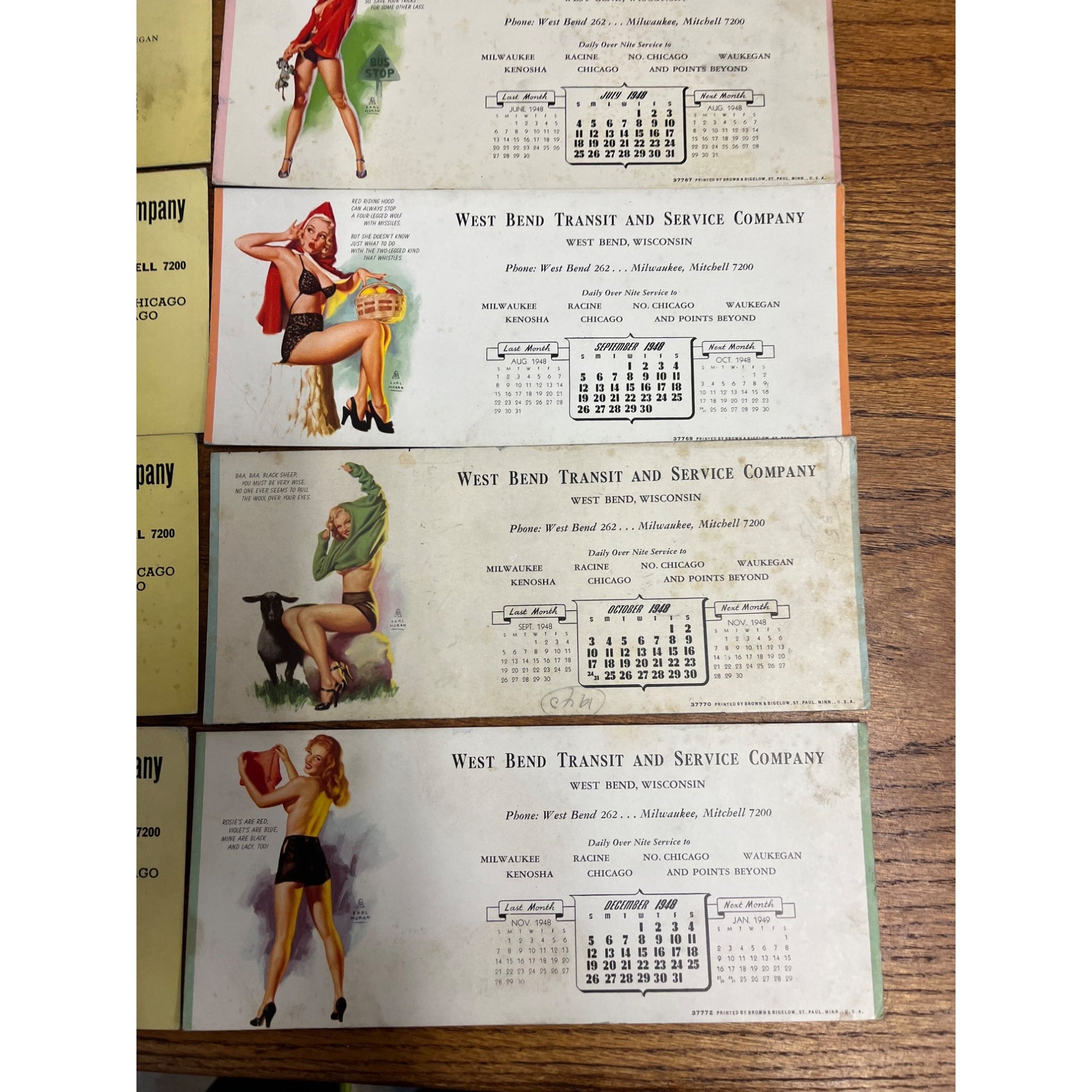 Vintage Earl Moran Pinup Girls Adv. Ink Blotters West Bend Transist Company WI