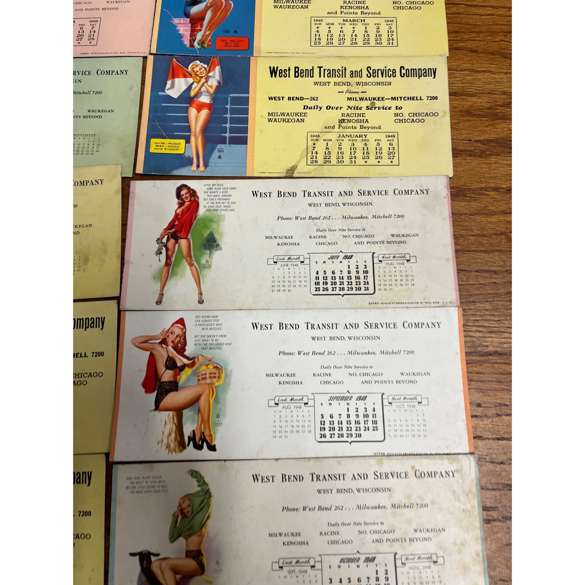 Vintage Earl Moran Pinup Girls Adv. Ink Blotters West Bend Transist Company WI