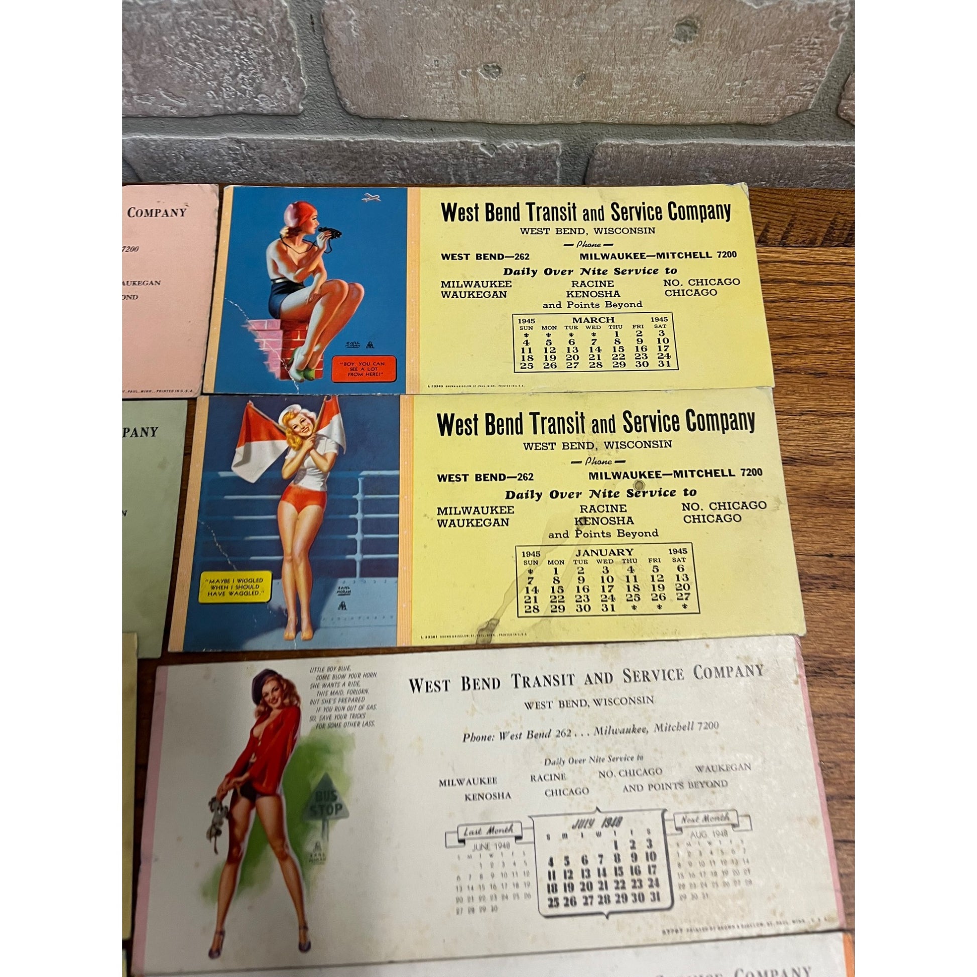 Vintage Earl Moran Pinup Girls Adv. Ink Blotters West Bend Transist Company WI