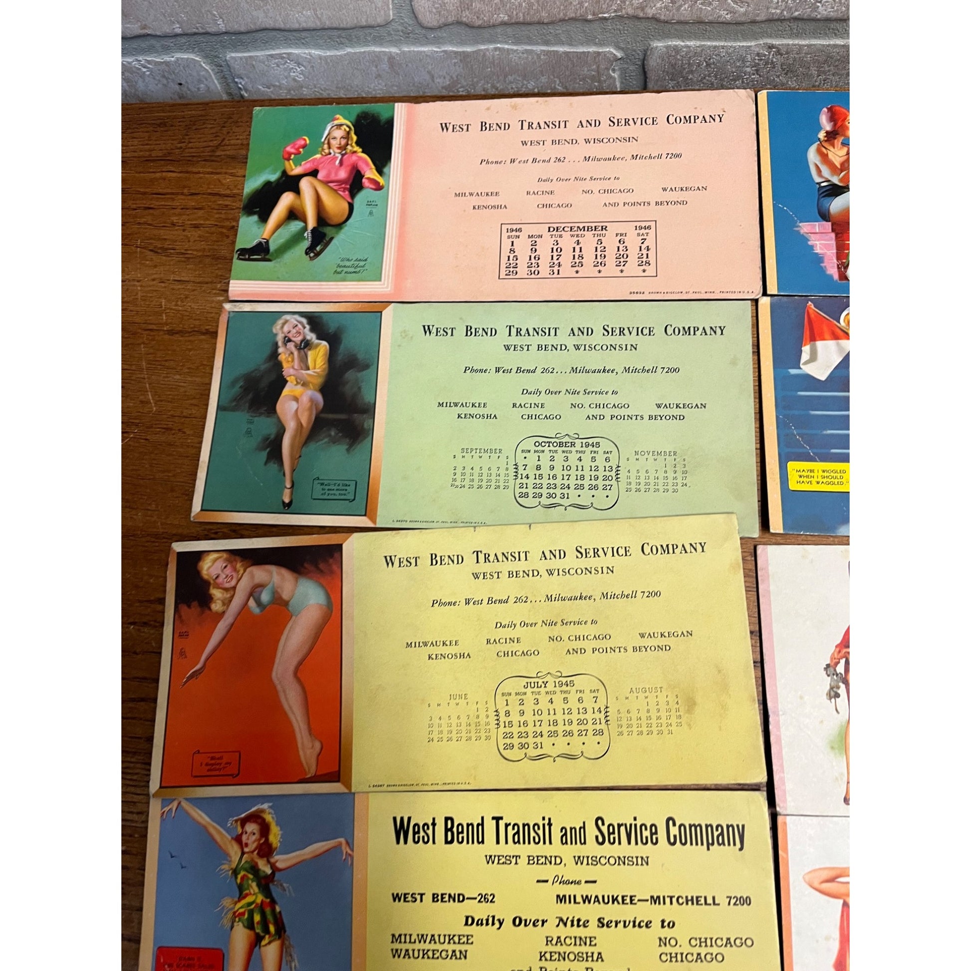 Vintage Earl Moran Pinup Girls Adv. Ink Blotters West Bend Transist Company WI