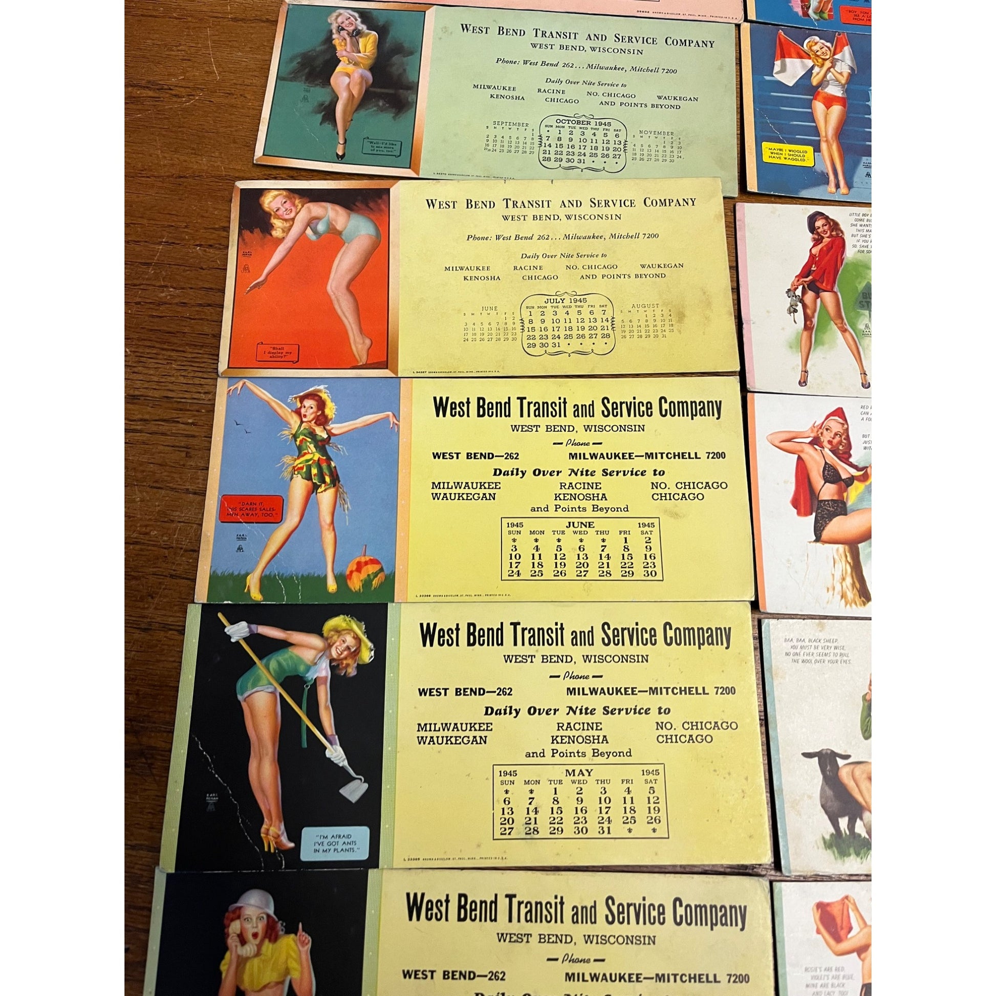 Vintage Earl Moran Pinup Girls Adv. Ink Blotters West Bend Transist Company WI