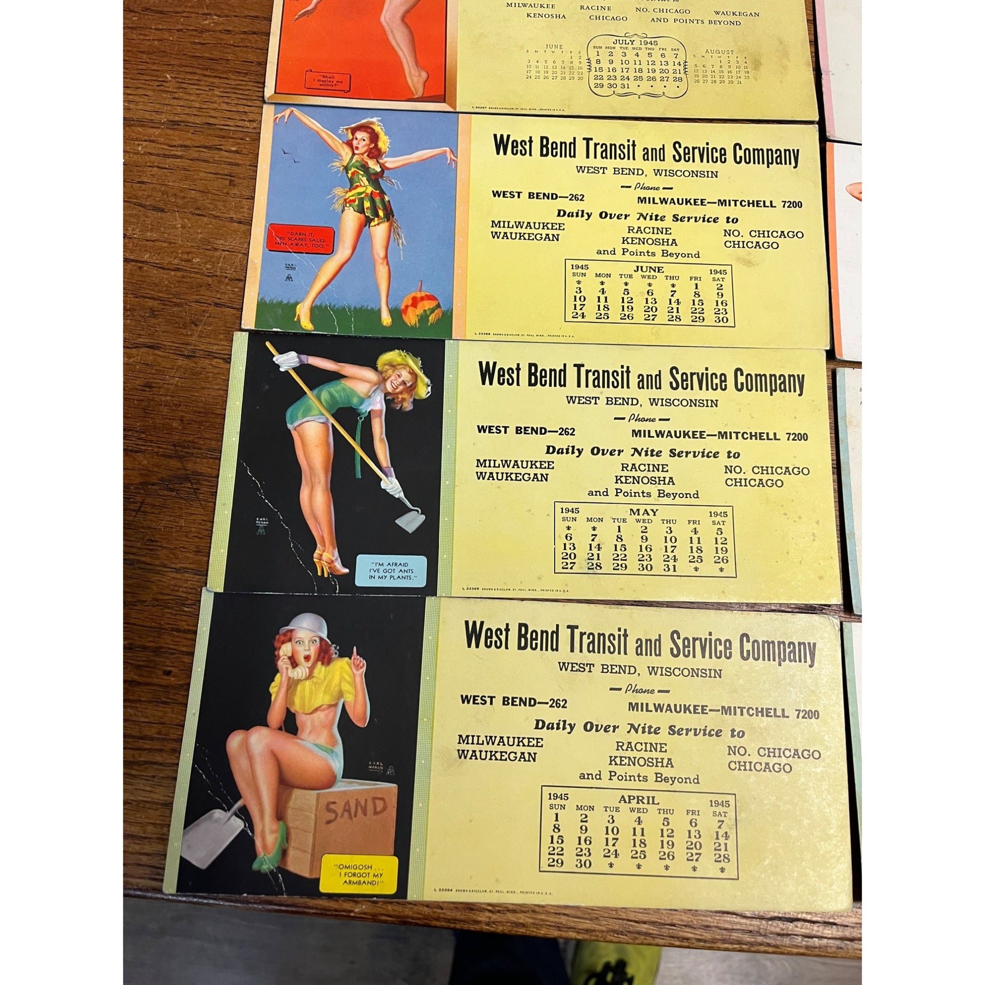 Vintage Earl Moran Pinup Girls Adv. Ink Blotters West Bend Transist Company WI