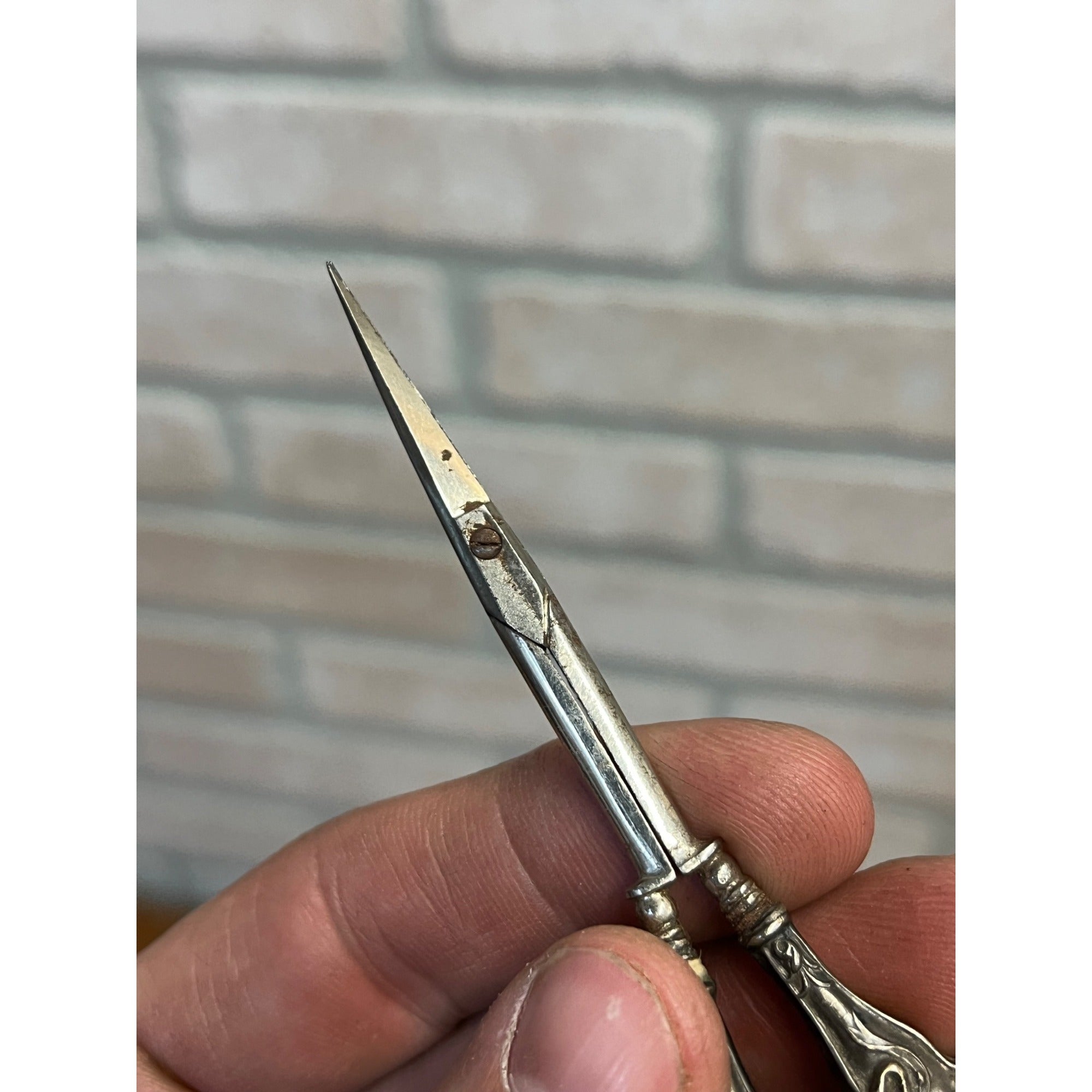 Antique Sterling Silver Sewing Scissors Victorian Ornate
