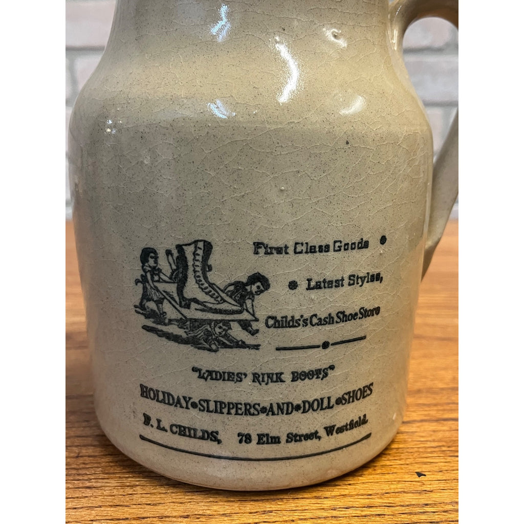 Vintage Child's Cash Shoe Store Advertising Stoneware Pitcher England
