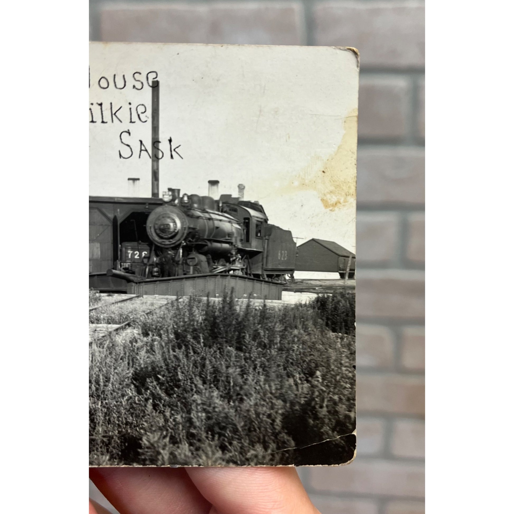 Wilkie, Saskatchewan RPPC Postcard CPR Railroad Roundhouse Depot