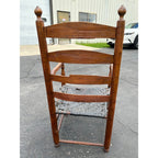 Antique c1810s Early American Primitive Ladderback Arm Chair Woven Hickory Bark Seat Farmhouse Shaker Folk Art