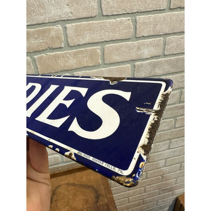 Original Vintage 1900s LADIES Blue & White Porcelain Restroom Sign