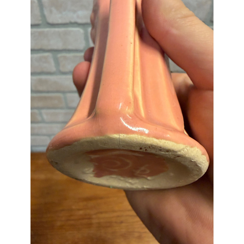 Genuine Vintage 1940s McCoy Pink Leaves and Berries Vase with Maker’s Mark