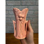 Genuine Vintage 1940s McCoy Pink Leaves and Berries Vase with Maker’s Mark