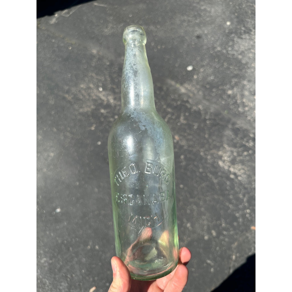 Pre-Prohibition Theo Burg Aqua Green Escanaba Michigan Beer Bottle Embossed