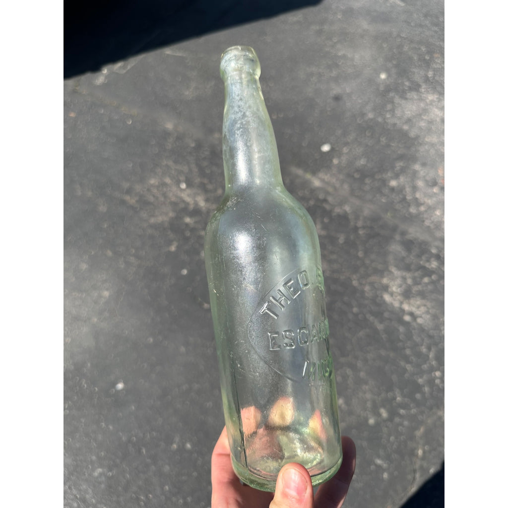 Pre-Prohibition Theo Burg Aqua Green Escanaba Michigan Beer Bottle Embossed