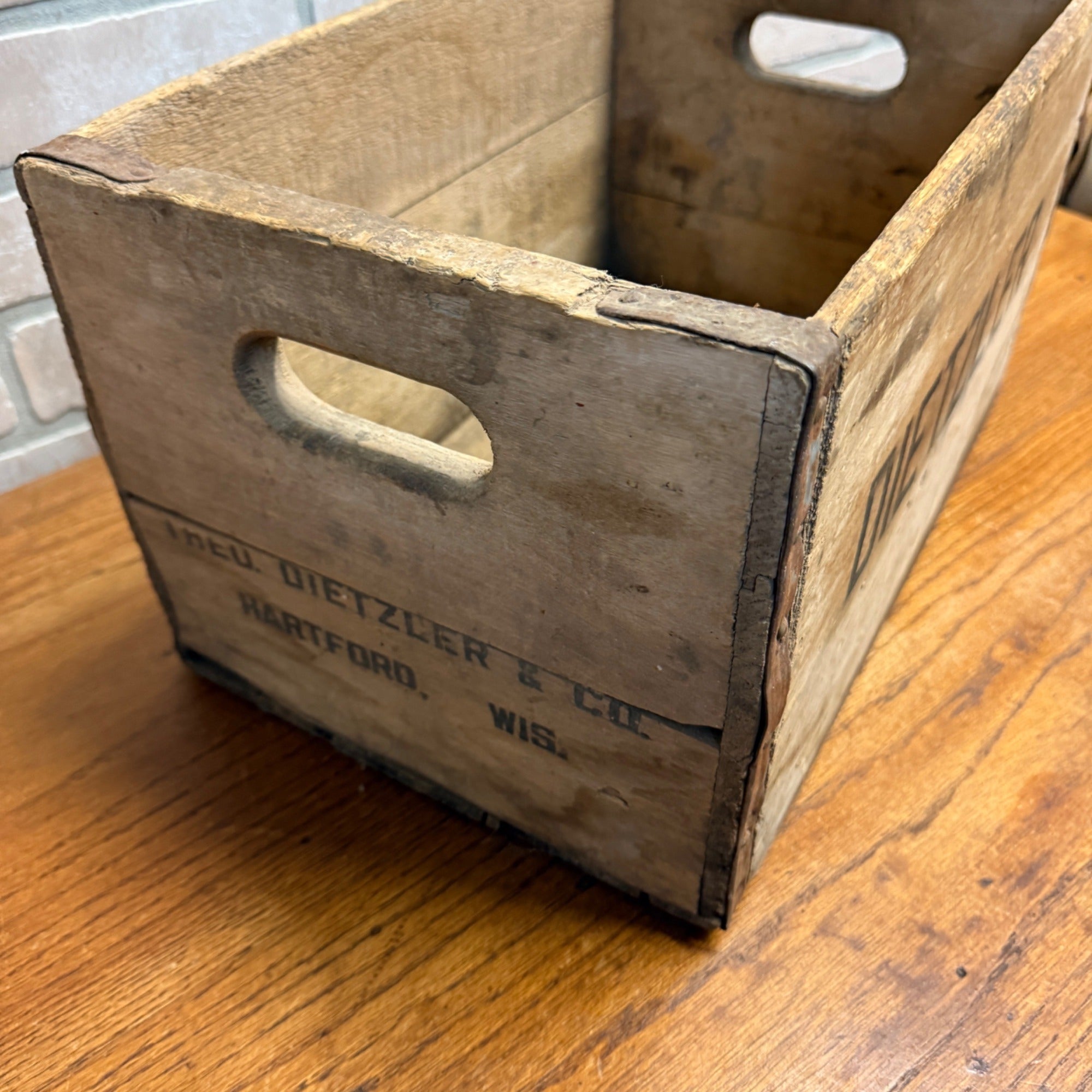 Theo Dietzler Hartford, Wisconsin Vintage Wood Crate Advertising Soda