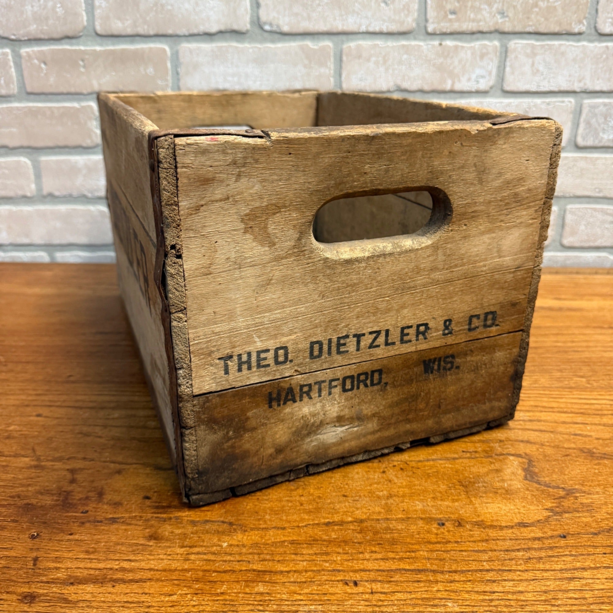 Theo Dietzler Hartford, Wisconsin Vintage Wood Crate Advertising Soda