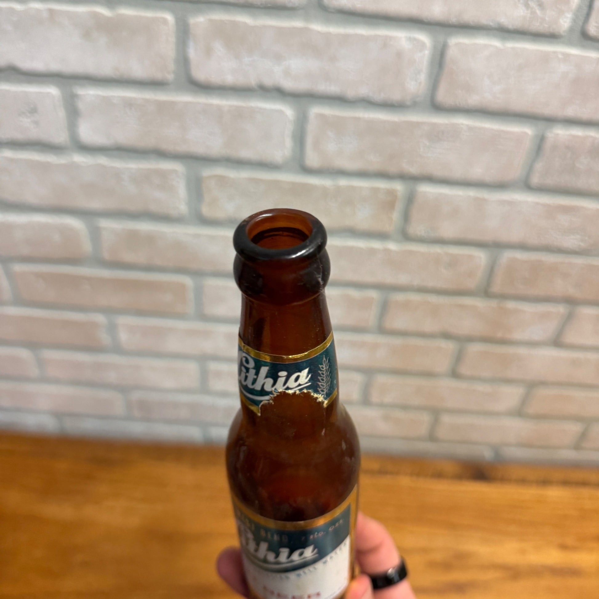 Vintage 1966 West Bend Lithia Paper Label 7oz Light Beer Bottle Wisconsin Wis