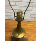 Antique Art Nouveau Bronze Table Lamp Flower Pedal Leaf Works