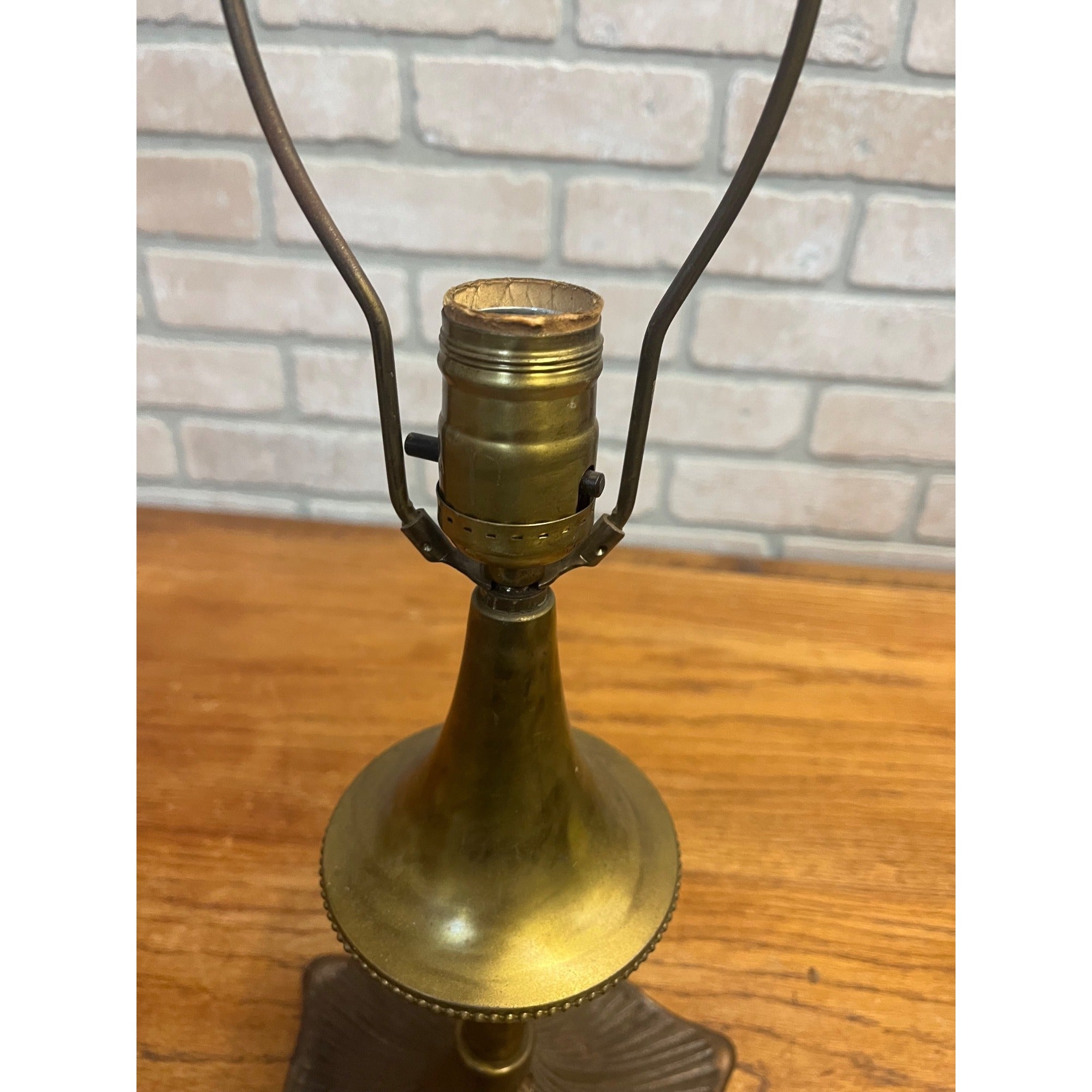 Antique Art Nouveau Bronze Table Lamp Flower Pedal Leaf Works