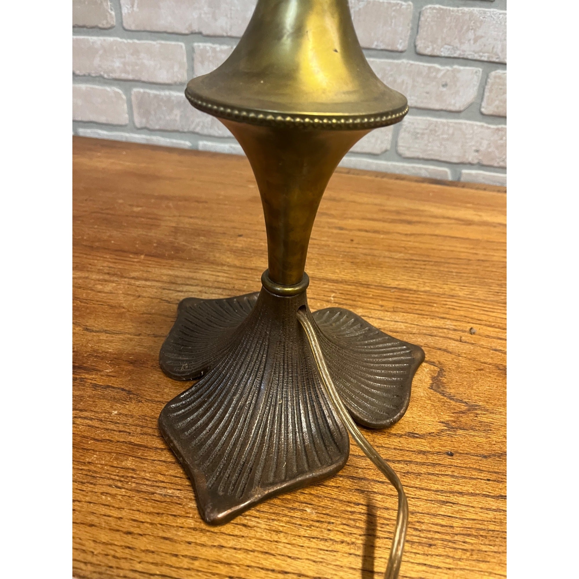 Antique Art Nouveau Bronze Table Lamp Flower Pedal Leaf Works