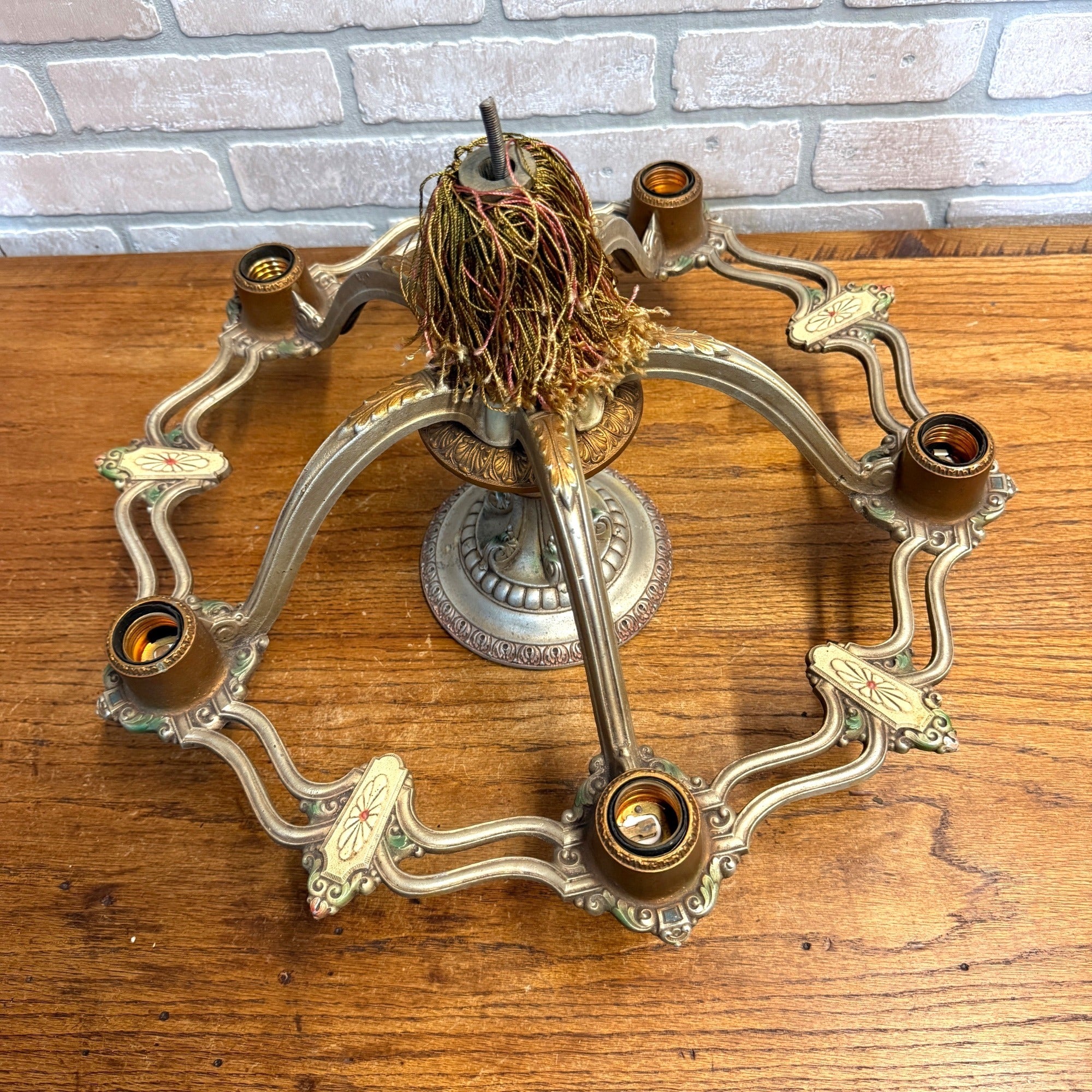 Antique Art Nouveau Victorian Ceiling Light Fixture Chandelier 5-Bulb Riddle Co.