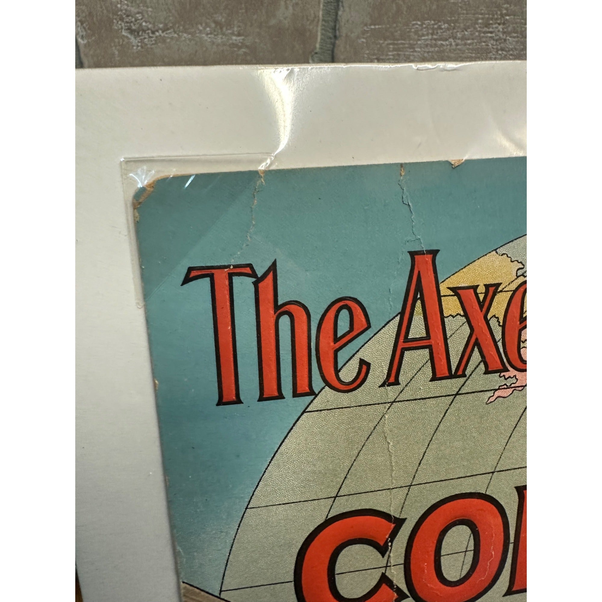 Original Vintage Collins Axes Advertising Litho Cardboard Hanging Sign