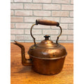 Antique Victorian Copper Tea Kettle Gooseneck Spout Brass Wood Handle c1900