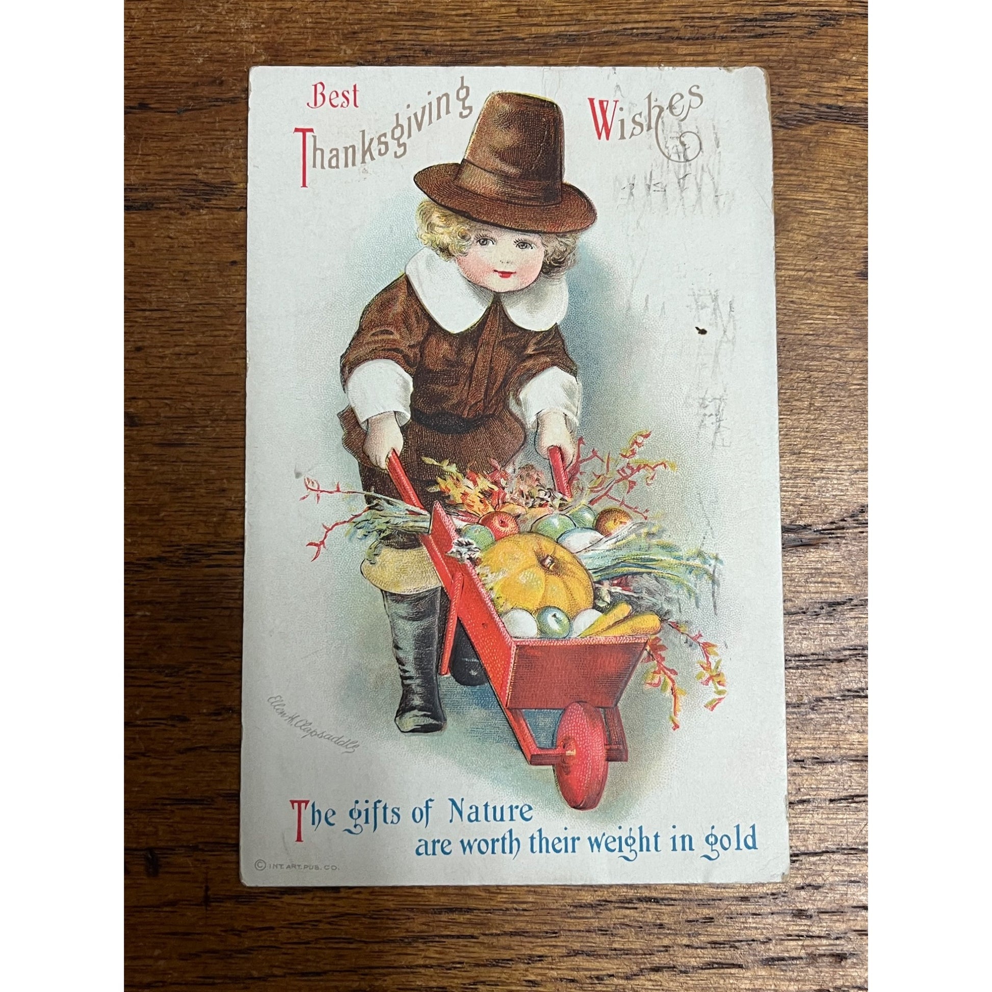 Vintage Ellen Clapsaddle Thanksgiving Turkey Postcard Artist Series #1311
