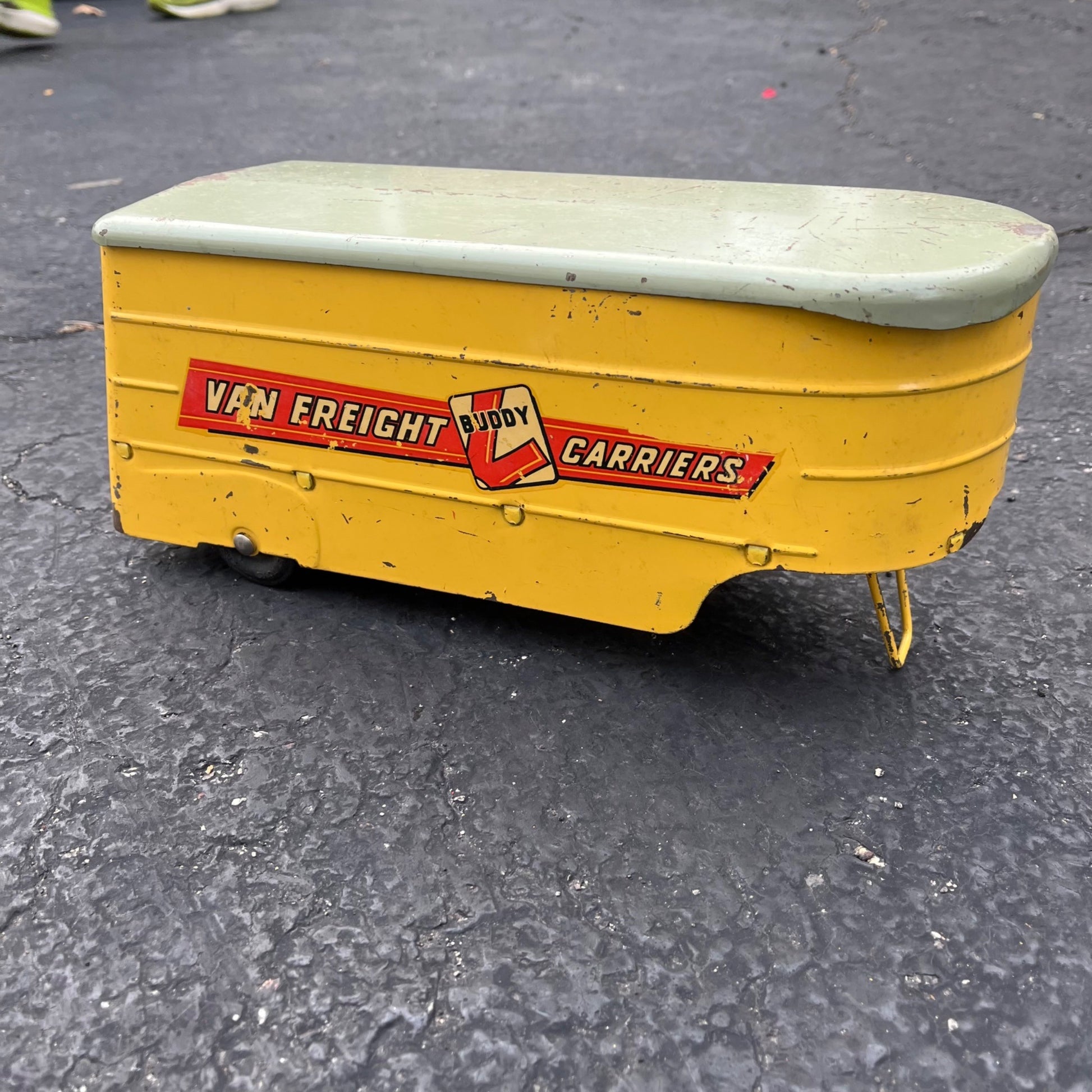 Vintage Buddy L Van Freight Carriers Semi Truck Trailer ONLY Pressed Steel Toy