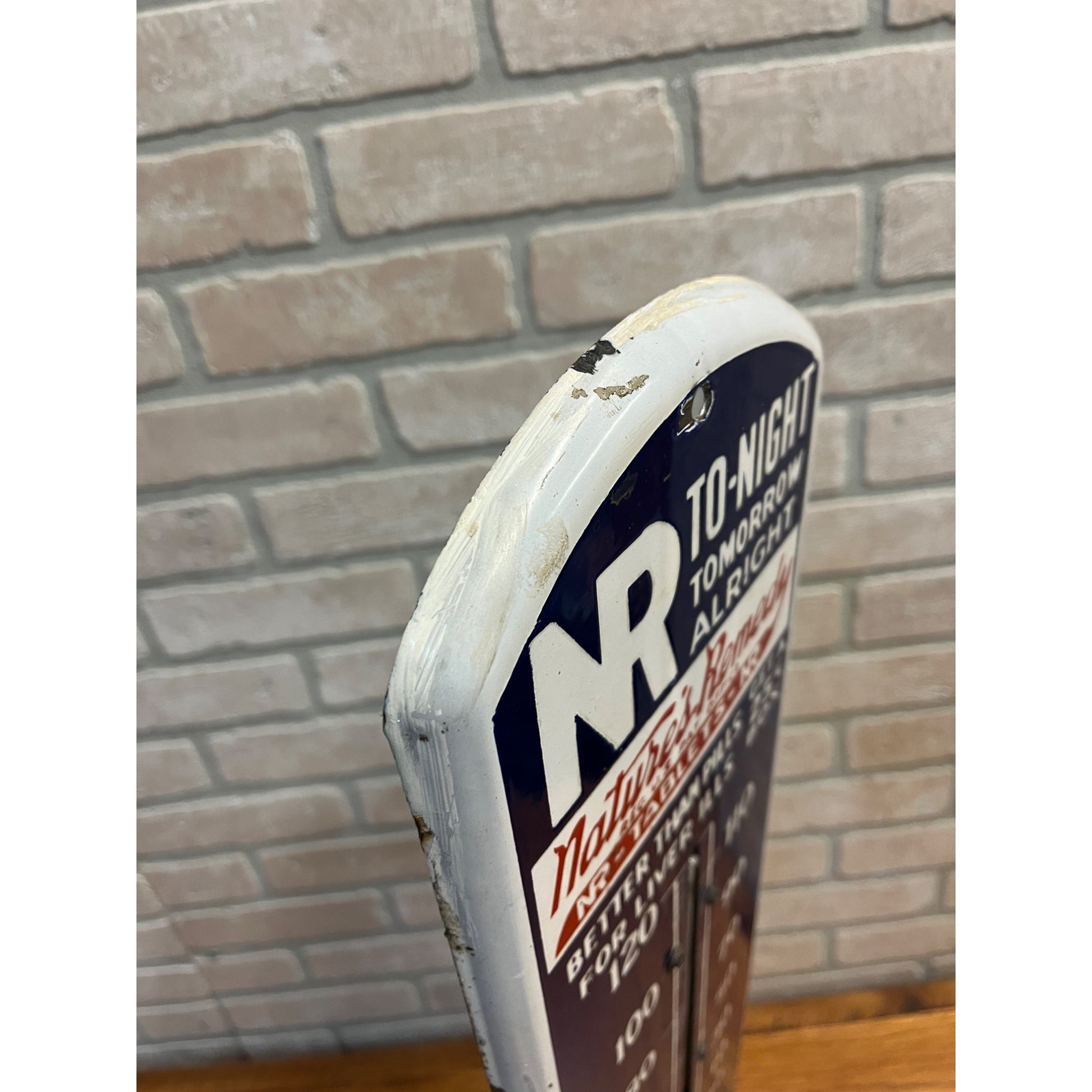 RARE Antique Nature's Remedy Liver Medicine Porcelain Thermometer Advertising