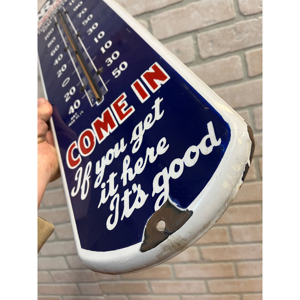 RARE Antique Nature's Remedy Liver Medicine Porcelain Thermometer Advertising