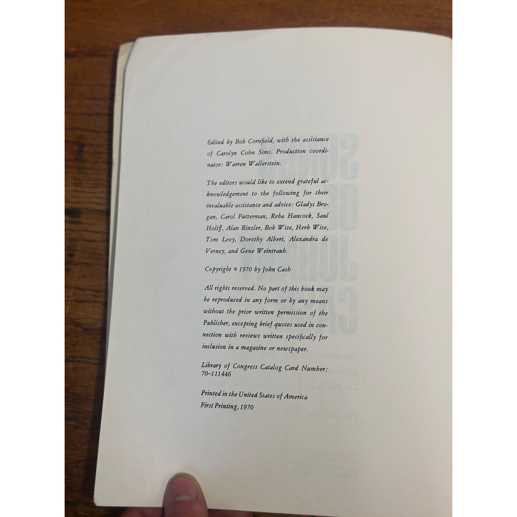 SONGS OF JOHNNY CASH 1970 First Edition Sheet Music Song Book w/History Photos