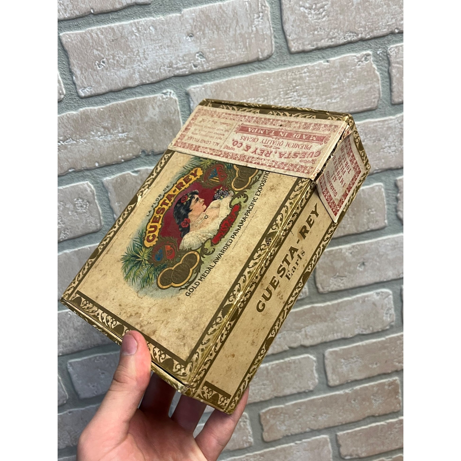 Vintage Guesta Rey Cigar Box Pressed Cardboard Advertising Panama Pacific Expo