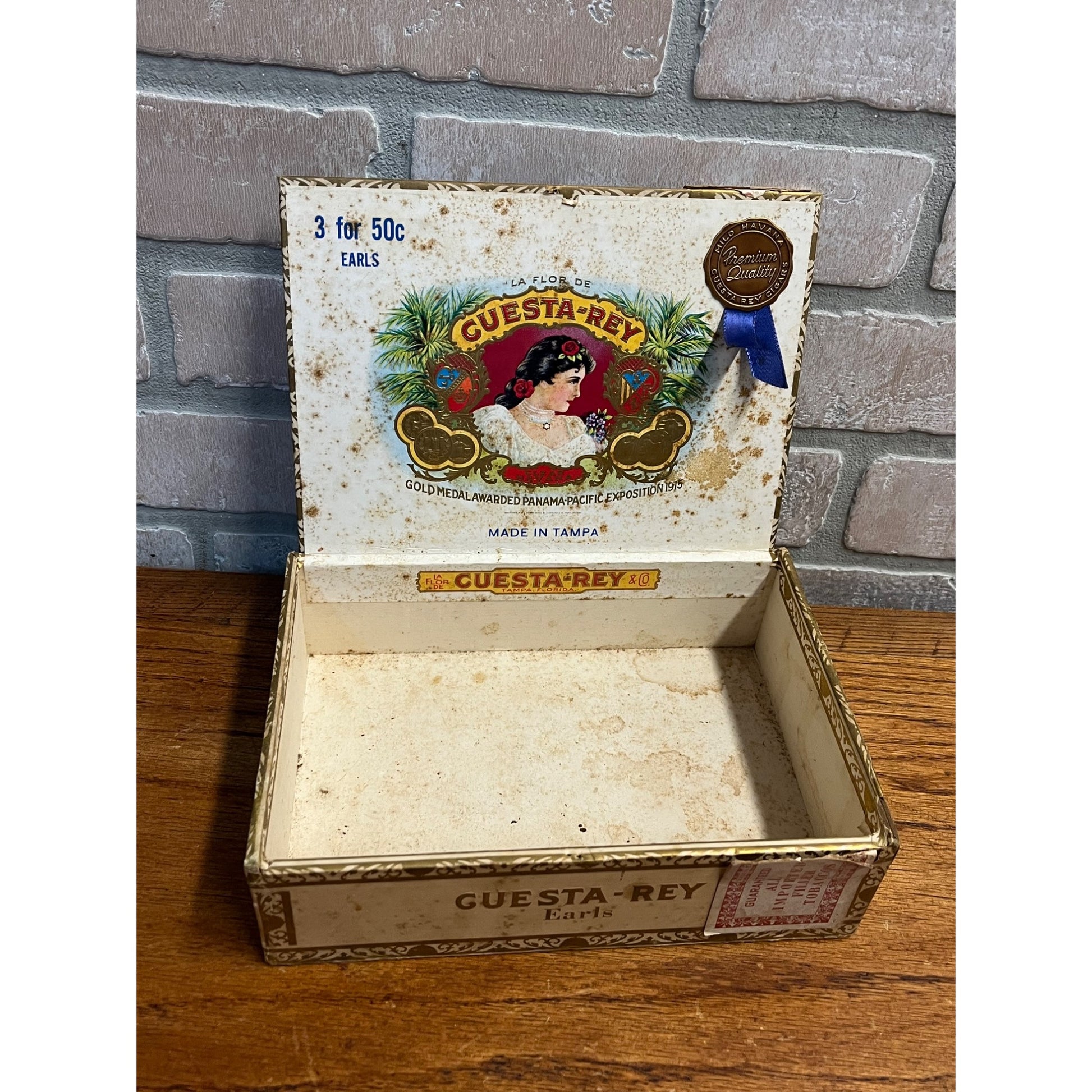Vintage Guesta Rey Cigar Box Pressed Cardboard Advertising Panama Pacific Expo