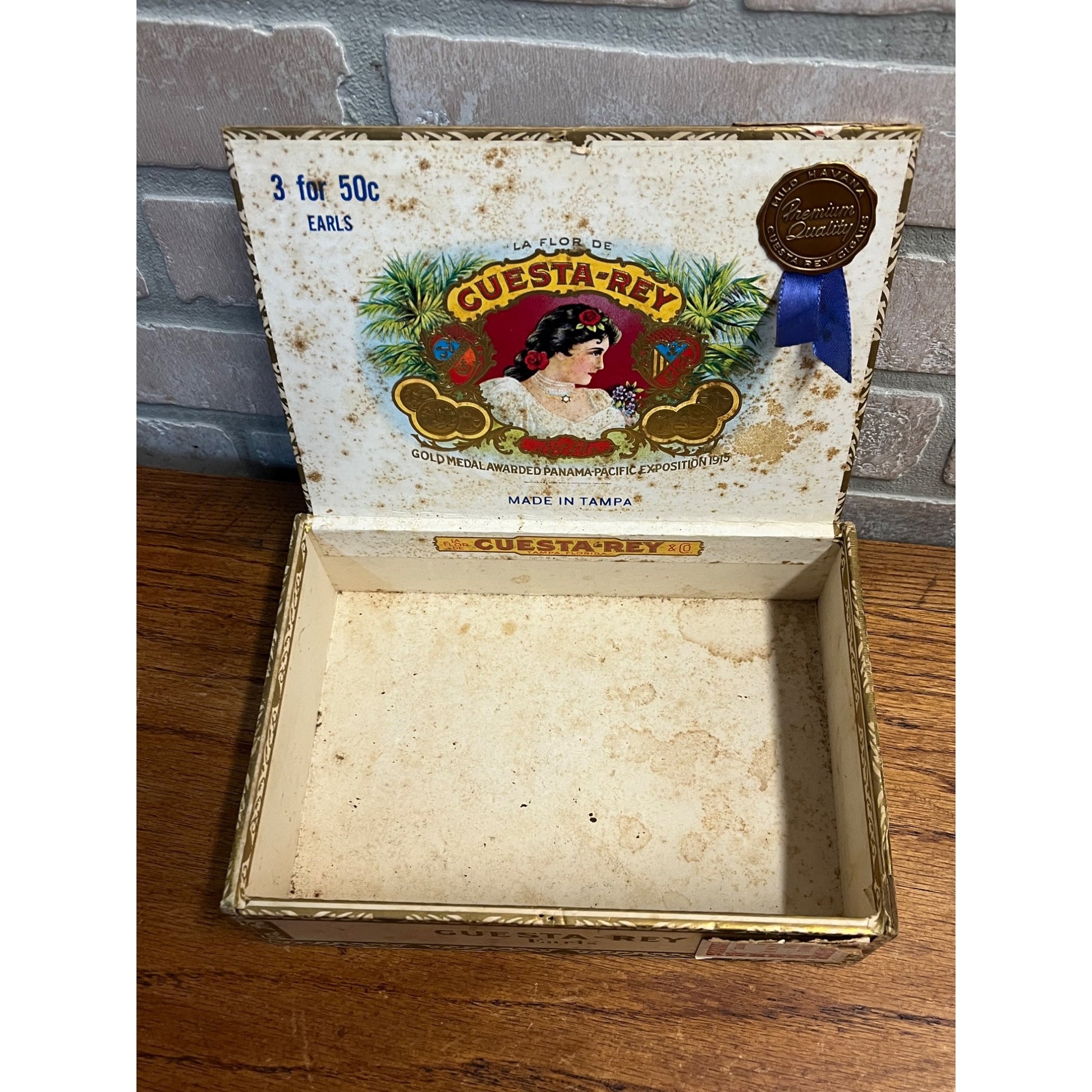 Vintage Guesta Rey Cigar Box Pressed Cardboard Advertising Panama Pacific Expo