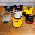 Lot Of 7 Vintage Logo Visors Featuring Bacardi Miller Genuine Draft NASCAR Adidas Bandits