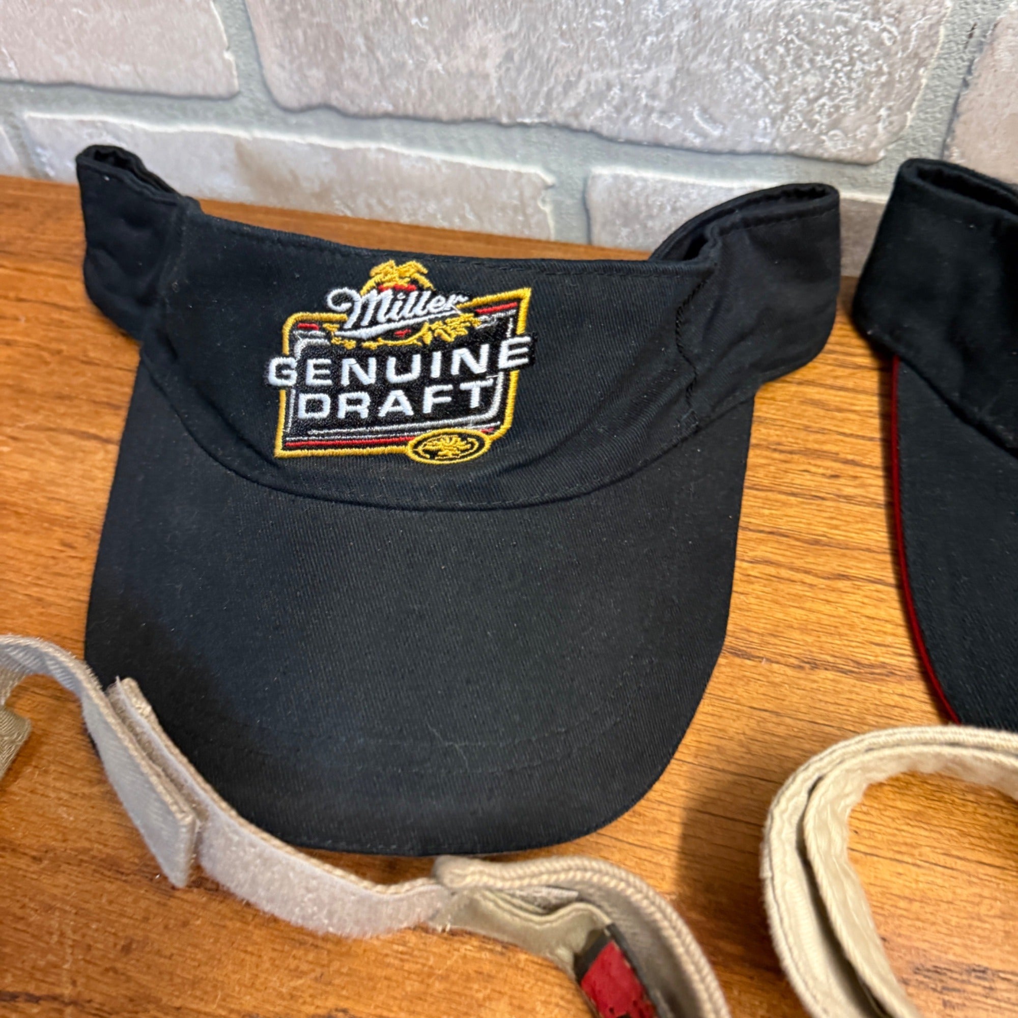 Lot Of 7 Vintage Logo Visors Featuring Bacardi Miller Genuine Draft NASCAR Adidas Bandits
