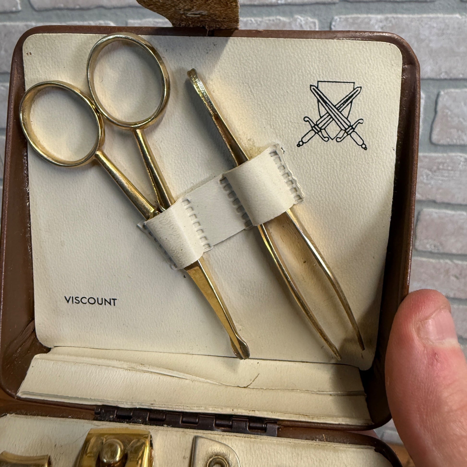 Vintage 1950s Men's Travel Grooming Set Viscount Trim Nail Clippers, Tweezers ++